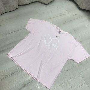 Hanes Pink Short Sleeve Tee with Heart Texas Graphic